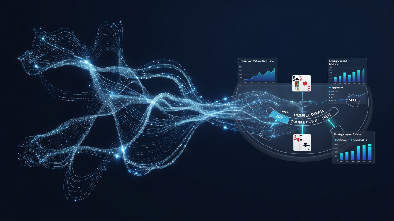 Transactiestroom visualisaties gekoppeld aan blackjack strategieën op mobiele apparaten