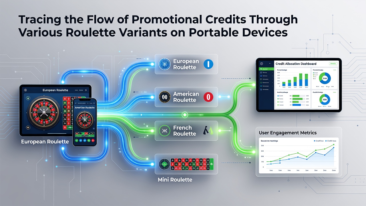Diagram van credit tracking in mobiele apps met focus op roulette varianten